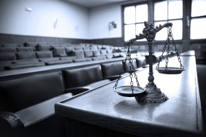 Decorative Scales Of Justice In The Courtroom